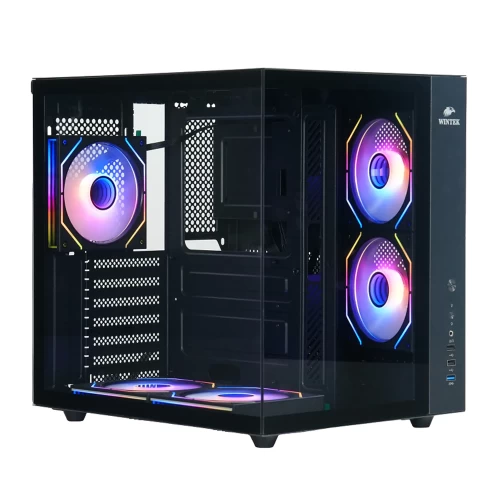 Корпус Wintek Cube pro V909-B TG, ATX midi tower, (без БП), чёрный