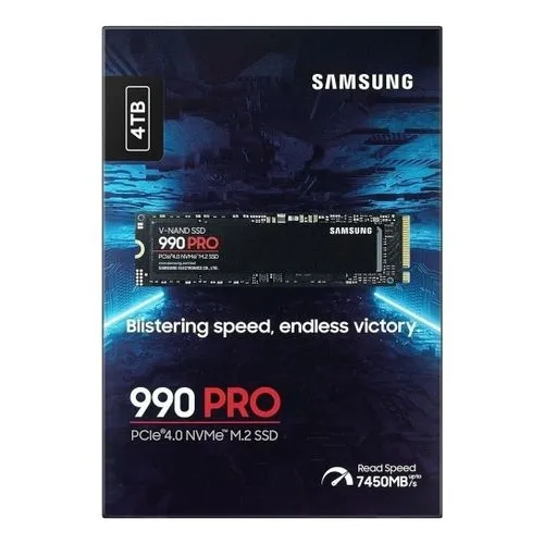 Твердотельный накопитель Samsung 990 PRO, 4Tb, M2 NVMe 2280, PCI-E 4.0, Read 7450, Write 6900, MZ-V9P4T0BW