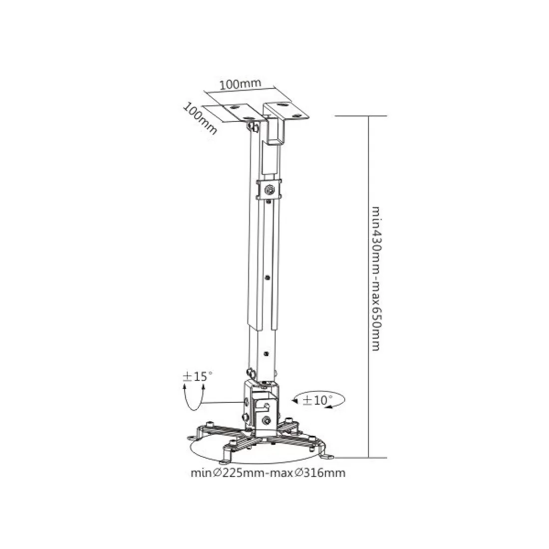 Кронштейн потолочный Brateck PRB-2 – купить недорого с доставкой по Алматы и Казахстану