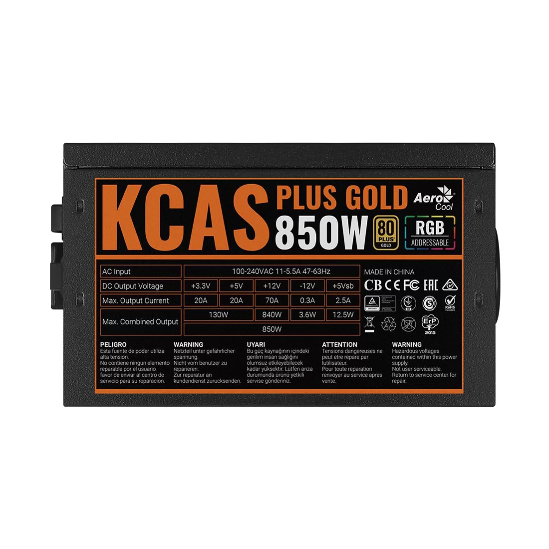Блок питания Aerocool KCAS PLUS GOLD 850W RGB – купить недорого с доставкой по Алматы и Казахстану