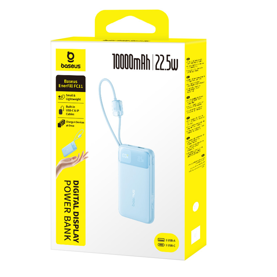 Внешний аккумулятор Baseus EnerFill FC11 10000mAh 22.5W Blue (E0027R06) – купить недорого с доставкой по Алматы и Казахстану
