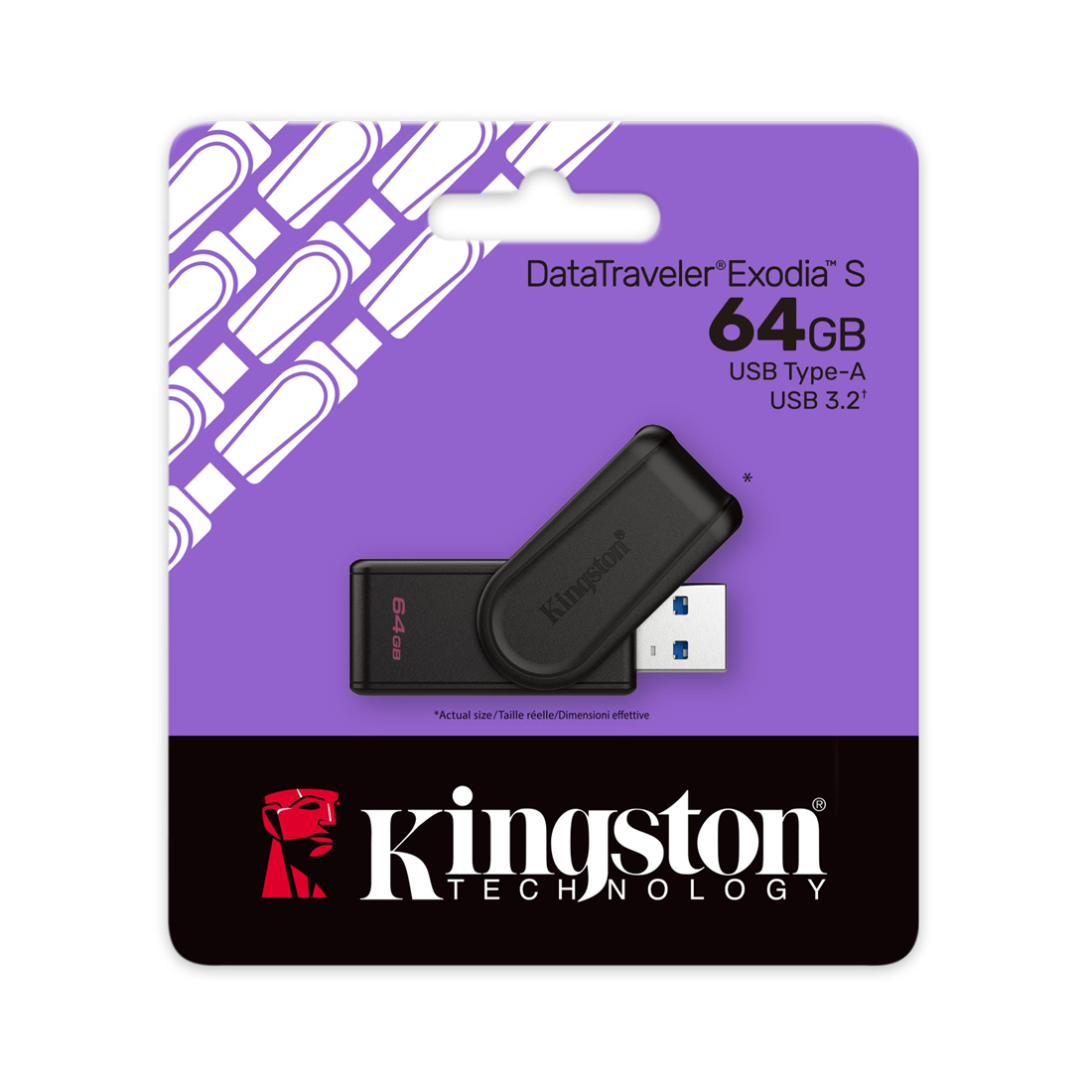 Флэш-накопитель Kingston 64Gb USB3.2 Gen1 Data Traveler Exodia S (Black) – купить недорого с доставкой по Алматы и Казахстану