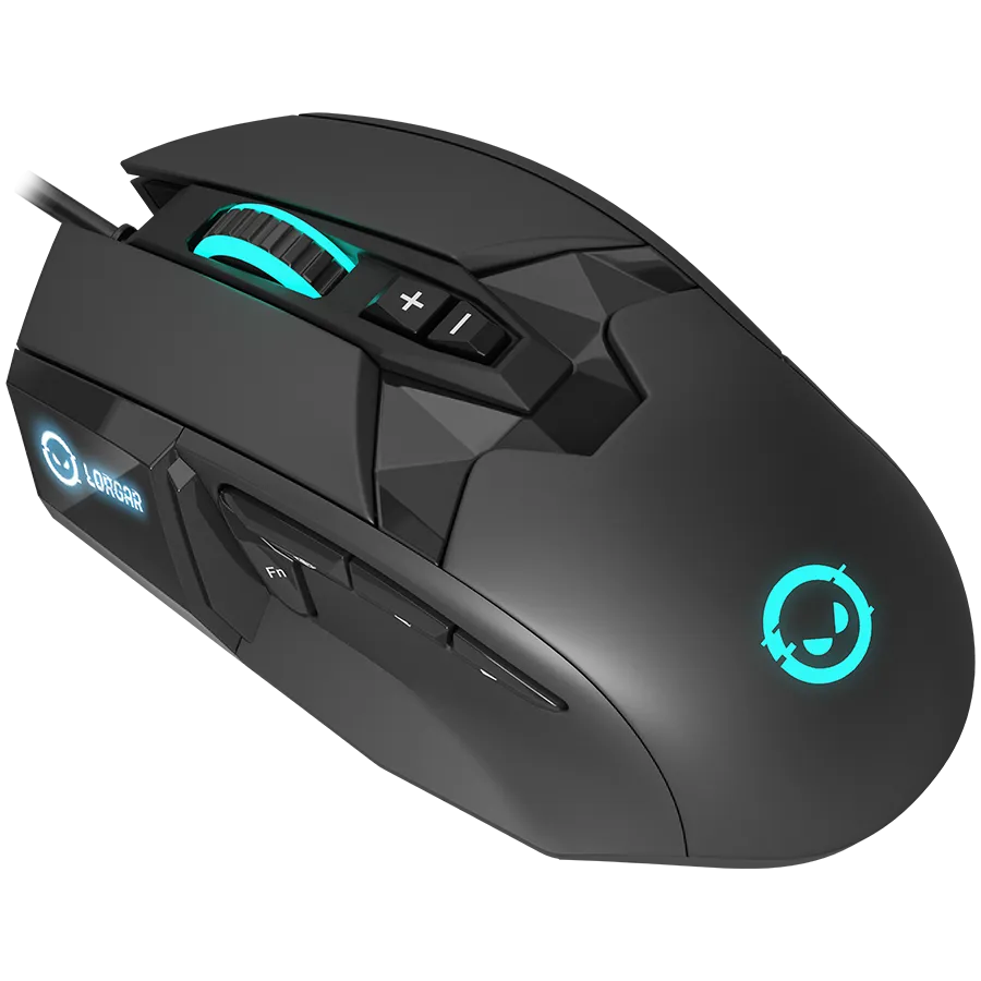 LORGAR Stricter 579, gaming mouse, 9 programmable buttons, Pixart PMW3336 sensor, DPI up to 12 000, 50 million clicks buttons lifespan, 2 switches, built-in display, 1.8m USB soft silicone cable, Matt UV coating with glossy parts and RGB lights with 4 LED – купить недорого с доставкой по Алматы и Казахстану фото 3