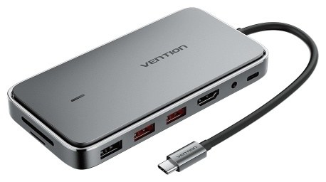 Док-станция Vention TPYBB, подключение USB-C, HDMI, 2 × USB 3.1 Gen 2, отсек M.2 для SSD, картридер, зарядка PD — купить в Казахстане | neom.kz