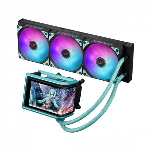 СЖО ASUS ROG RYUO IV 360 ARGB MIKU, movable curved 6.67-inch AMOLED display, 3xARGB FAN, AM5, 1700, 1851, Black, Retail — купить в Казахстане | neom.kz