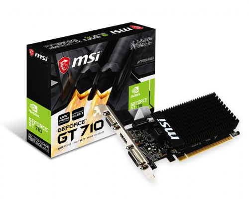 Видеокарта MSI GeForce GT 710, 2GB DDR3 64-bit 1xVGA 1xDVI 1xHDMI GT 710 2GD3H LP
