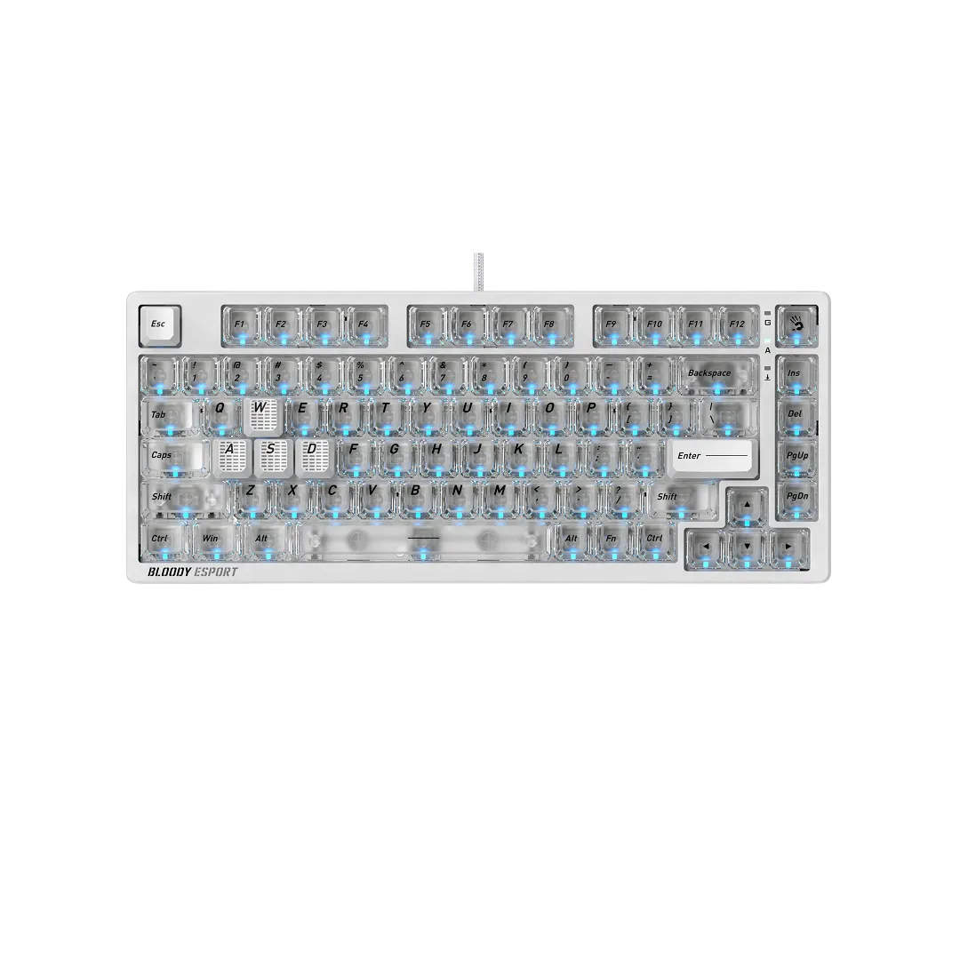 Клавиатура игровая A4Tech Bloody MS76 Crystal, белая