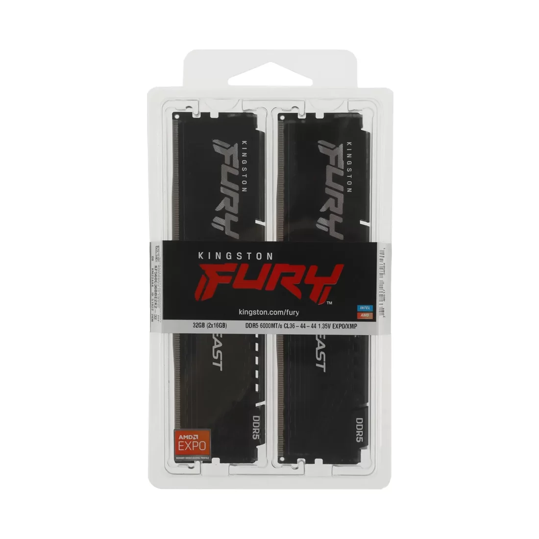 DDR-5 DIMM 32 GB 6000 MHz Kingston Fury Beast, 2x 16 GB  — оперативная память RAM