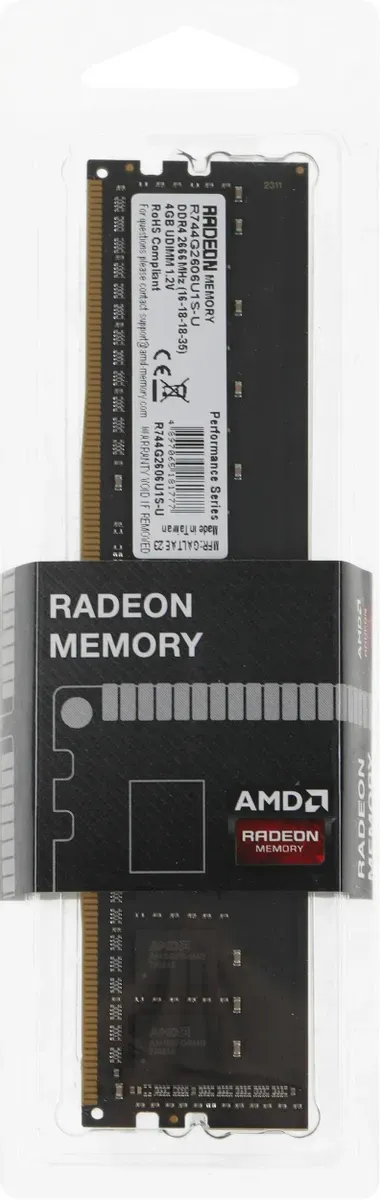 Оперативная память  4GB DDR4 2666MHz AMD Radeon R7 Performance Series R744G2606U1S-U Retail Pack — оперативная память RAM