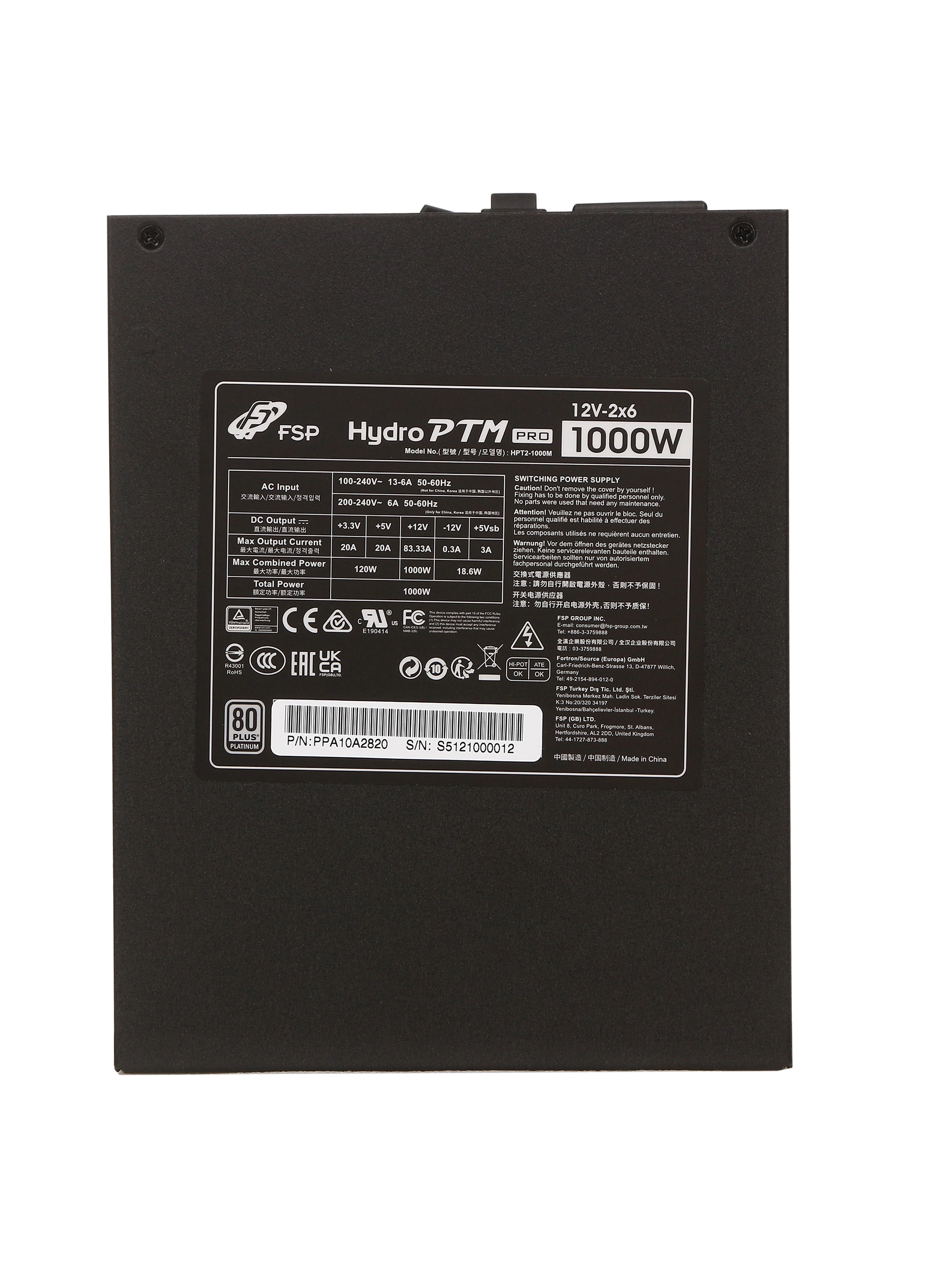Блок питания FSP Hydro PTM Pro HPT2-1000M 1000W (PPA10A2820) – купить недорого с доставкой по Алматы и Казахстану фото 5