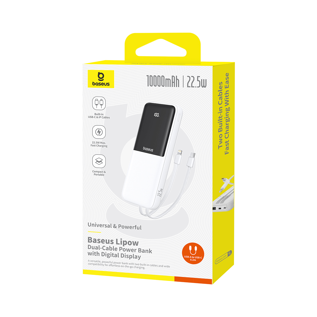 Внешний аккумулятор Baseus Lipow 10000mAh 22.5W White (P10079101213-00) – купить недорого с доставкой по Алматы и Казахстану