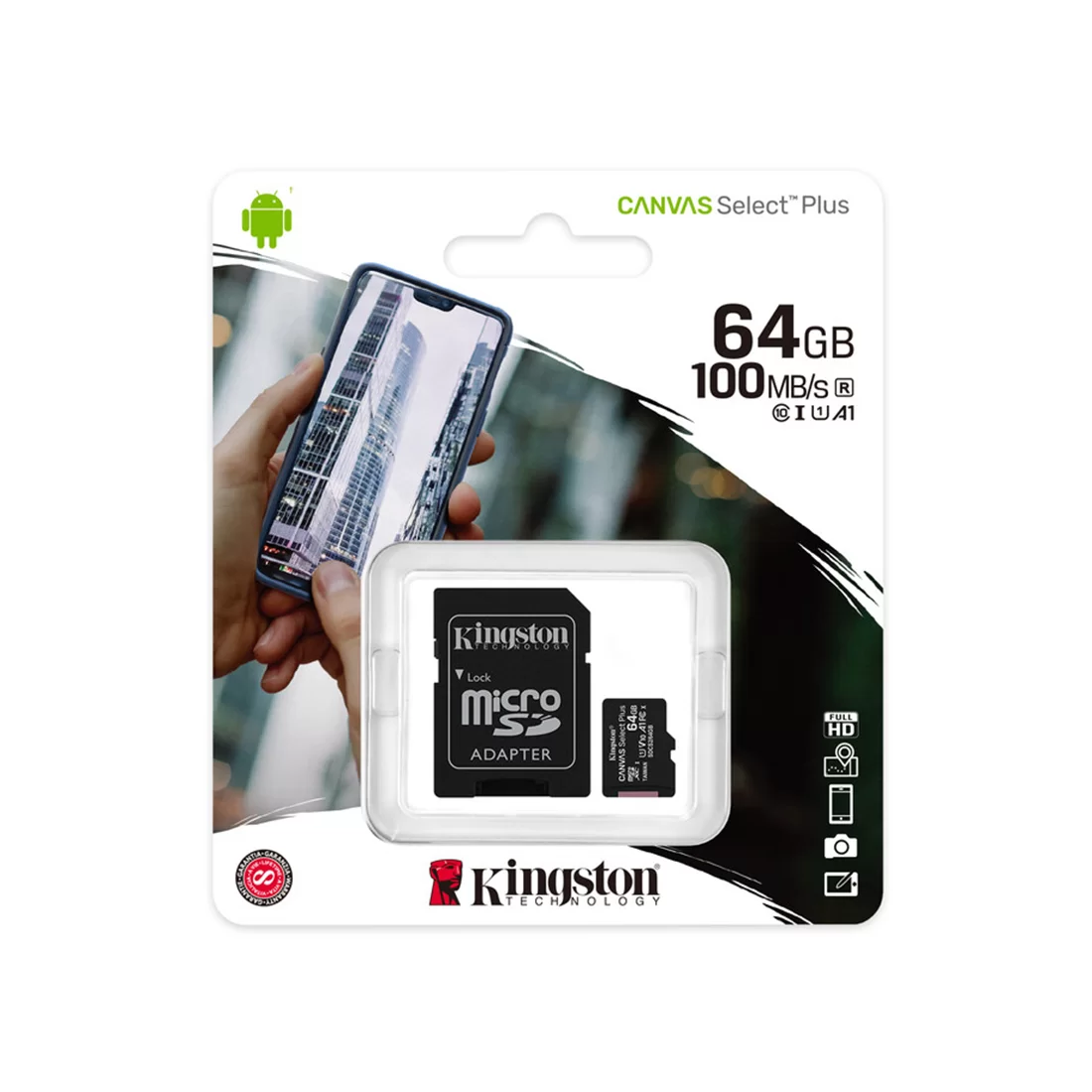 Карта памяти Kingston Canvas Select Plus, Micro SDXC, 64 GB, Class 10 (с адаптером) – купить недорого с доставкой по Алматы и Казахстану фото 2