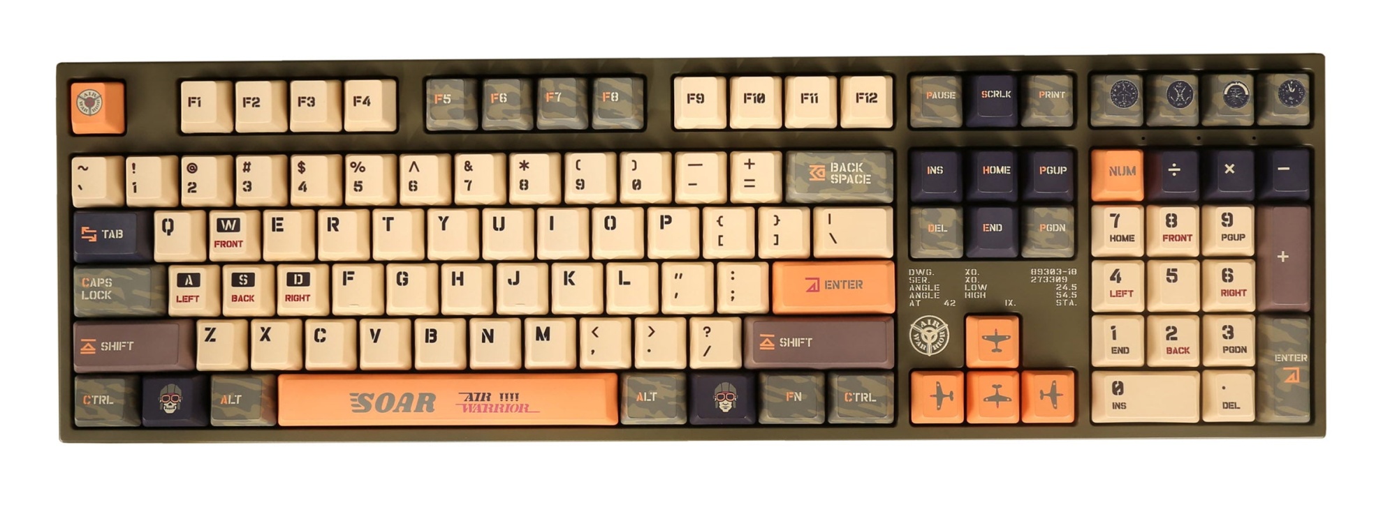 Клавиатура игровая механическая проводная Varmilo Warrior-Soar VEM108 EC V2 Daisy, 108 клавиш, ANSI, хаки (A36A036A8A3A01A032) — купить в Казахстане | neom.kz