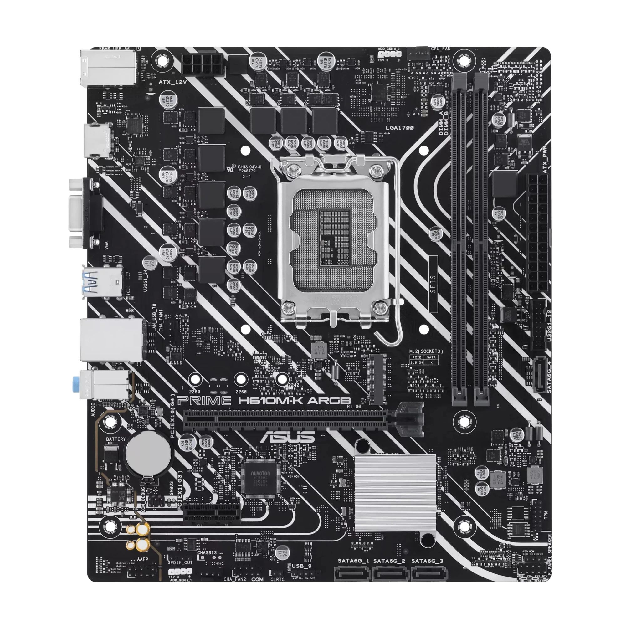 Материнская плата ASUS PRIME H610M-K ARGB LGA1700 H610 DDR5 Micro ATX