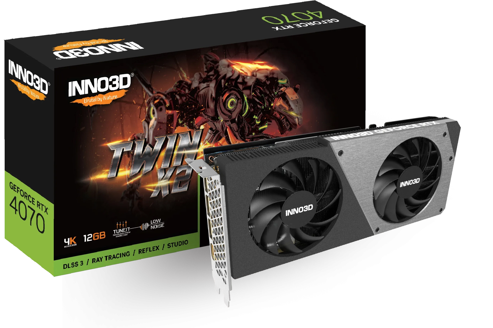 Видеокарта Inno3D GeForce RTX 4070 Twin X2 12GB GDDR6X (N40702-126X-185252N)