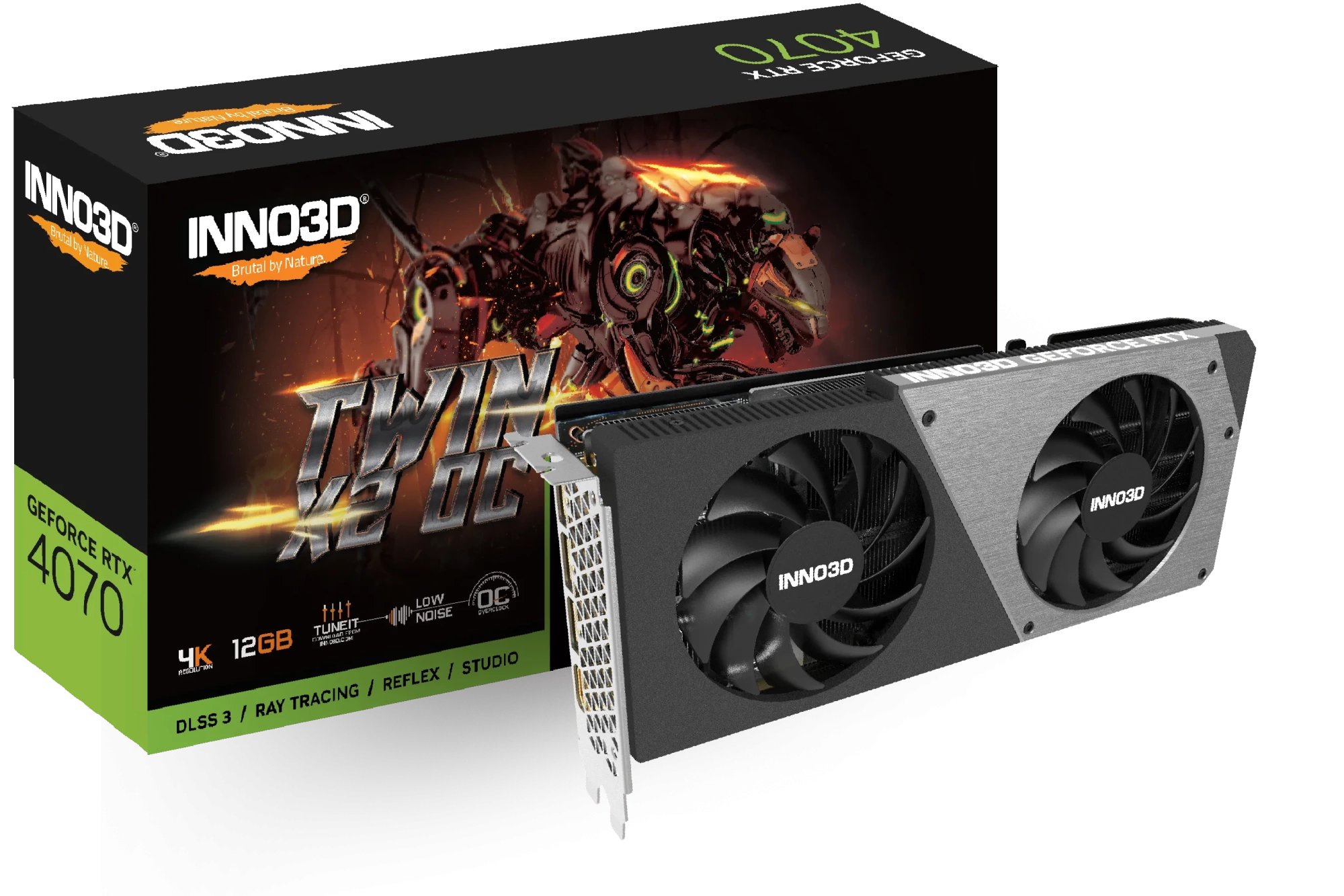 Видеокарта Inno3D GeForce RTX 4070 Twin X2 OC 12GB GDDR6X (N40702-126XX-185252N)