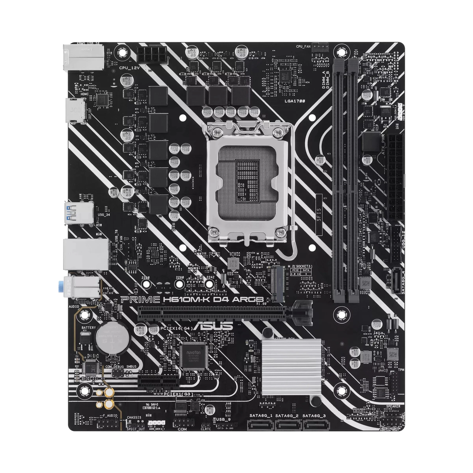 Материнская плата ASUS PRIME H610M-K D4 ARGB LGA1700 H610 DDR4 Micro ATX