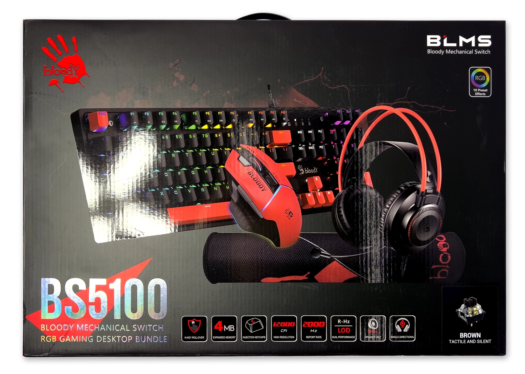 Комплект клавиатура + мышь проводной A4Tech Bloody BS5100 4в1, красный
