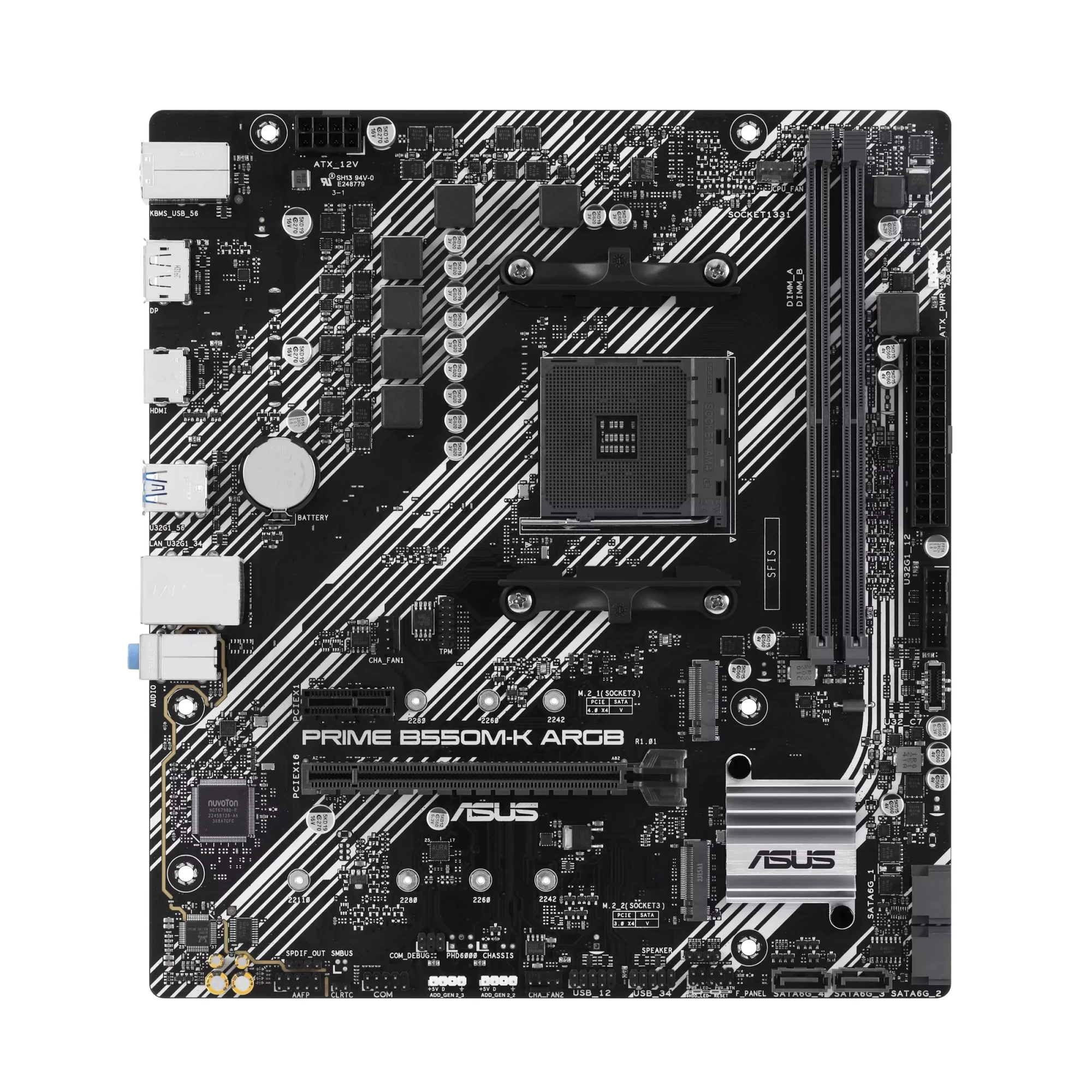 Материнская плата ASUS PRIME B550M-K ARGB AM4 B550 DDR4 Micro ATX